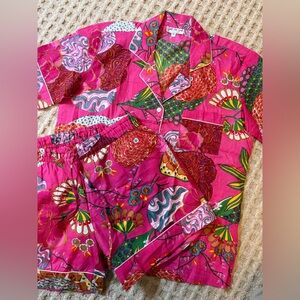 Soothe our Soul 100% Cotton Bright Color Patterned Short Sleeve Shorts PJ set XS